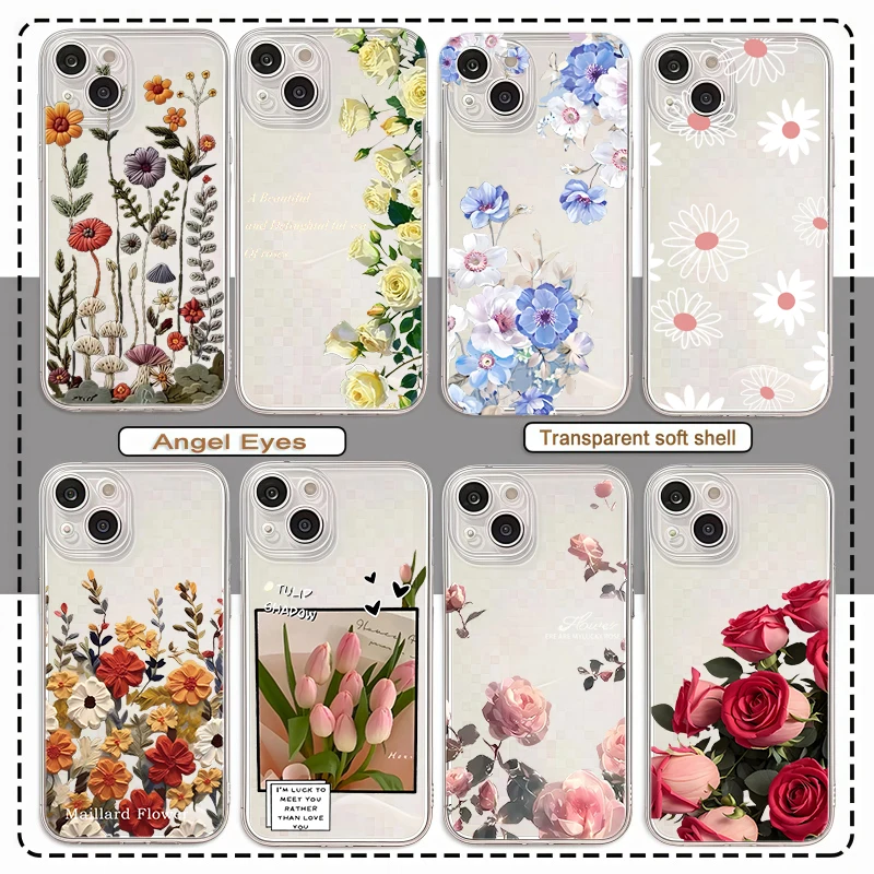 Retro Flower Clear Phone Case