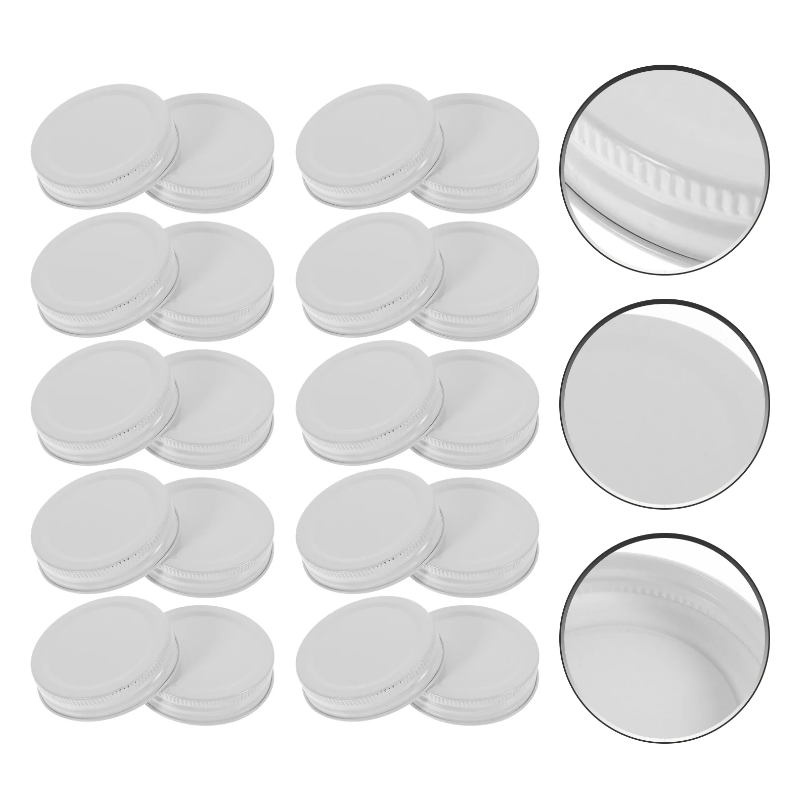 

20 Pcs Jar Covers for Replacement One Body Wide Mouth Canning Lids White Mason Caps Sealing