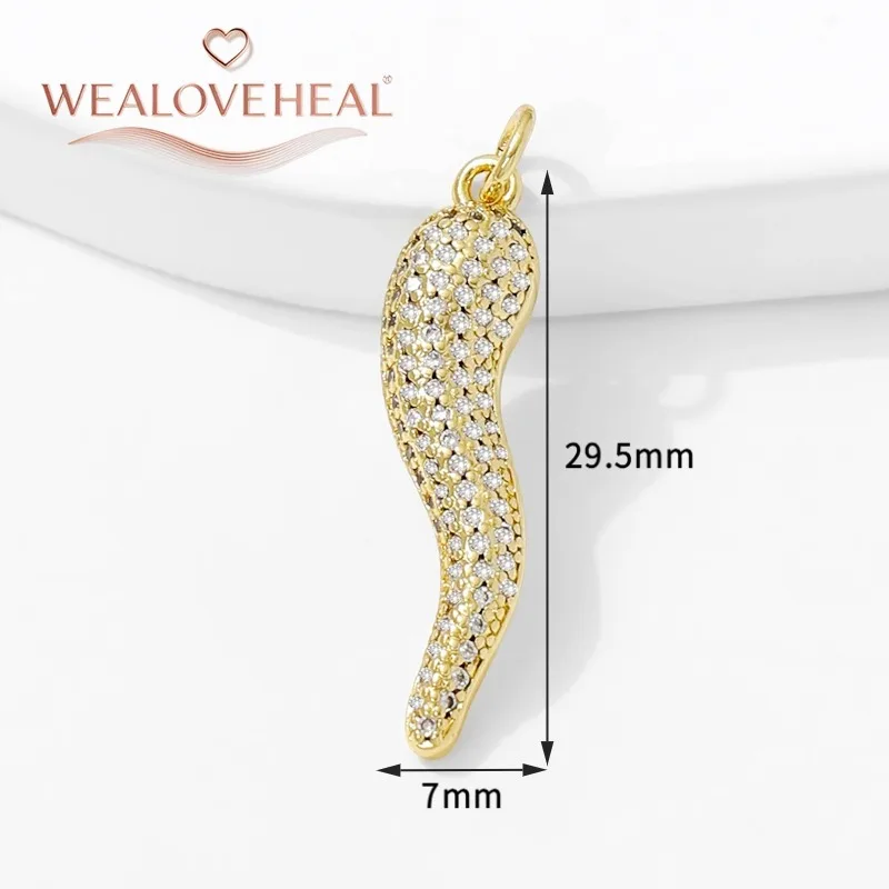18K vergoldetes Messing Metall Zirkonia Sonne / Kreuz / Hufeisen / Chilischote / Flügel Anhänger Charms zur Schmuckherstellung – Detail 18