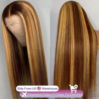Highlight Wig 13x6 Hd Lace Frontal Wig 13x4 Straight Lace Front Human Hair Wigs For Women Pre Plucked 4/27 Colored Honey Blonde 1