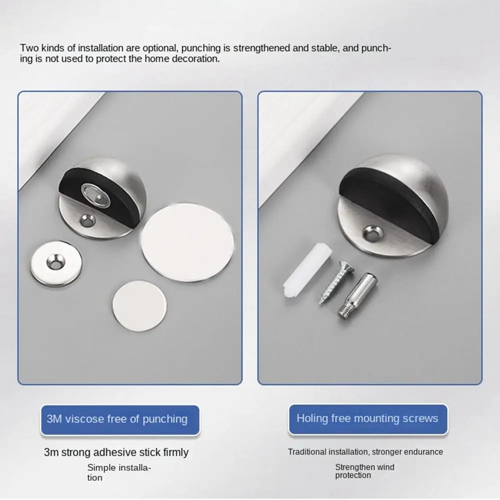 Description Picture 4 of itemNew Stainless Steel Door Stopper Non Punching Nail-free Door Holder Hardware Anti-collision Door Stop Door