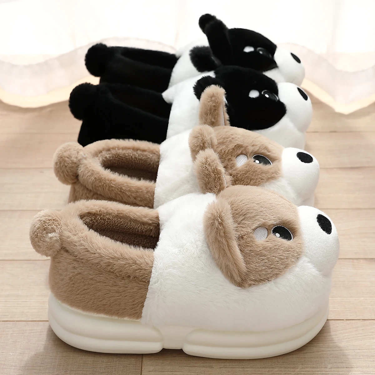 Women Men Cotton Shoe Slipper Winter Warm Husky Shoe Lining Plush Indoor Couple Slides Platform High Top Snow Boots Home Slipper 3