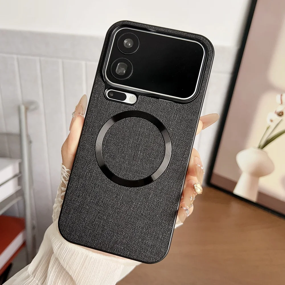 Premium Woven Fabric Texture Shockproof MagSafe Case with Magnetic Wireless Charging Compatibility
