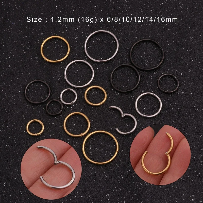 Hoop Earrings Piercing Jewelry 1PC Stainless Steel Simple Classic Round Circle Hoop Earrings For Women Men Punk Smooth 6-16mm Huggie Earring