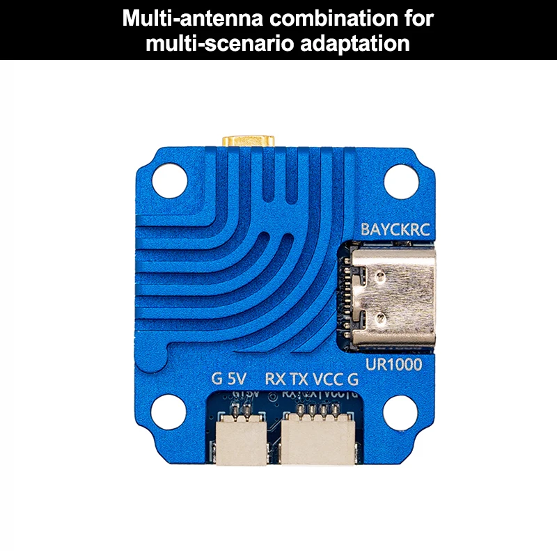 Comparaison des récepteurs ELRS UR1000, UR500 et UR100 pour drone FPV, de tailles différentes.