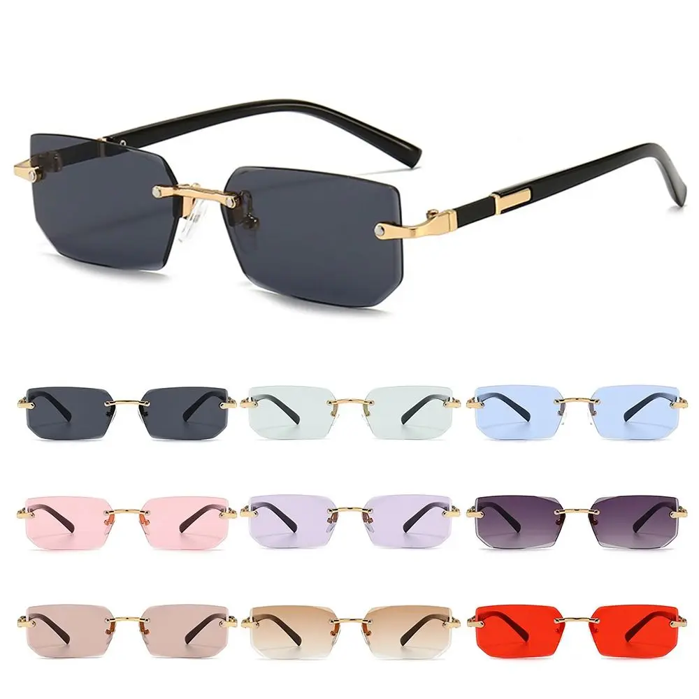 

Y2K Rimless Rectangle Sunglasses Vintage UV400 Protection Frameless Sun Glasses Shades for Women & Men