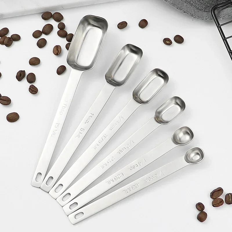 1PC Kitchen Measuring Spoons for Coffee Stainless Steel Graduated Spoon Accessories Set Powder Coffeeware Dining Bar Home Garden