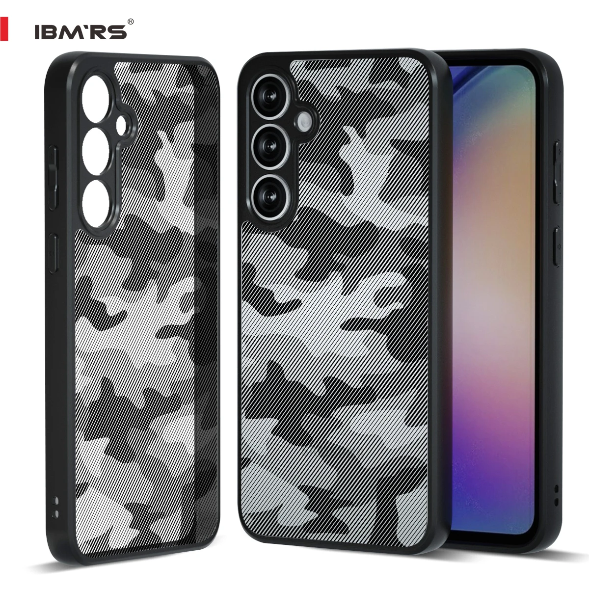 

IBMRS for Samsung Galaxy A55 5G Case,Camouflage Hard Back Soft edgesTransparent PC+TPC Shockproof Protective Cover Phone Case