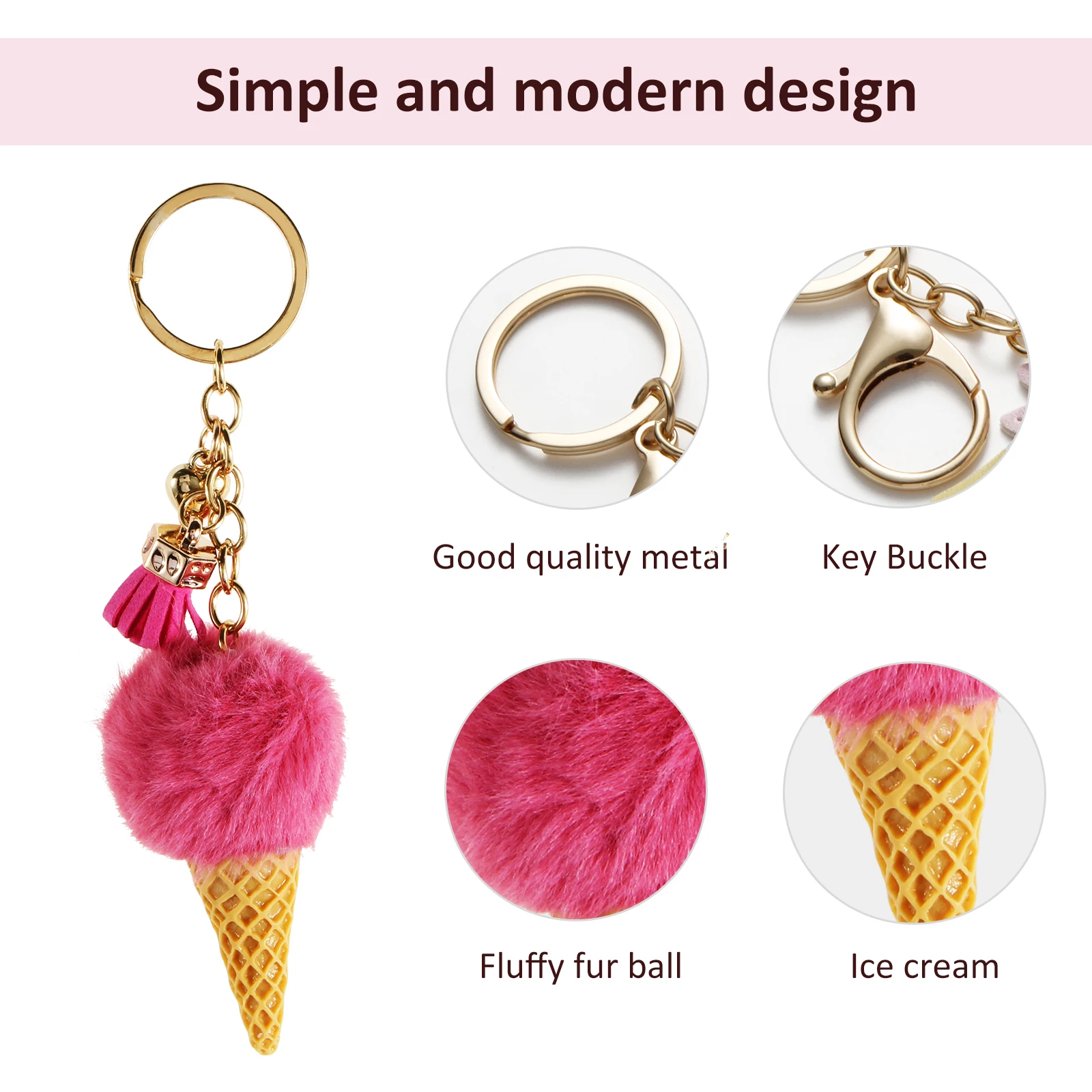 Qiiuuy 4 Pieces Cute Keychain Fluffy Faux Rabbit Fur Kawaii Keyring For Girls Womens Bag