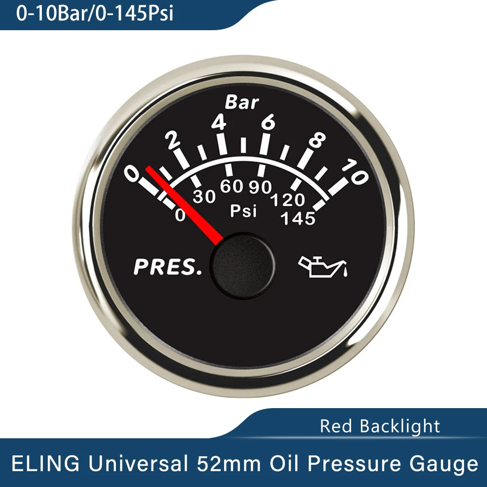 Waterproof52mmOilPressureGaugeMeter05Bar075Psi010Bar0