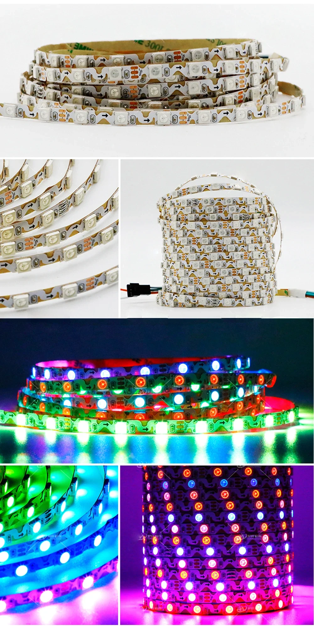 5Meters WS2812/SK6812 Flexible S Shape Led Strips Light for 60/84leds/M 6mm Addressable Full Color RGB LED Pixels Tape DC5/12V