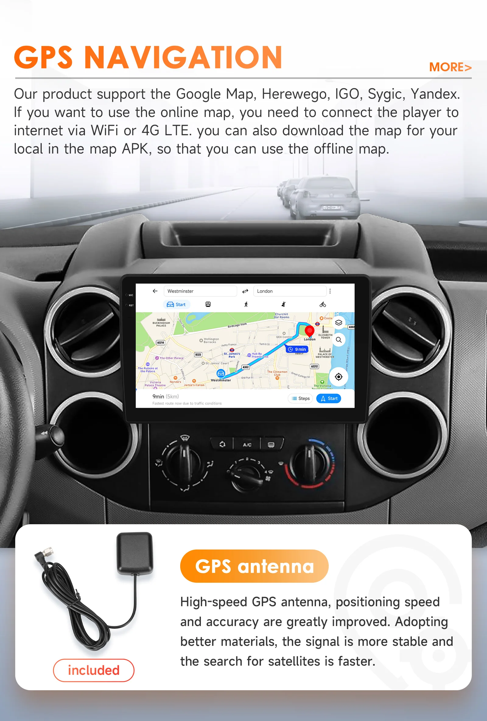 Hizpo Smart Car System Radio für Citroen Berlingo B9 Peugeot Partner 2008 - 2019 Kabelloses CarPlay Android Auto Kein 2 DIN 2din DVD – Detail 29