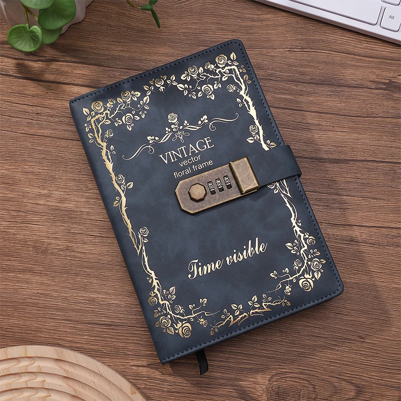 

Vintage European Style Lockable Notebook Girl's Diary Planner Password Book Student Lock Notebook