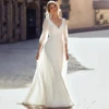 Glamorous Wedding Dresses Elegant Bridal Gowns Long Puff Sleeves Robes Chiffon Tiered Deep V-Neck Vestidos De Novia Customzied 1