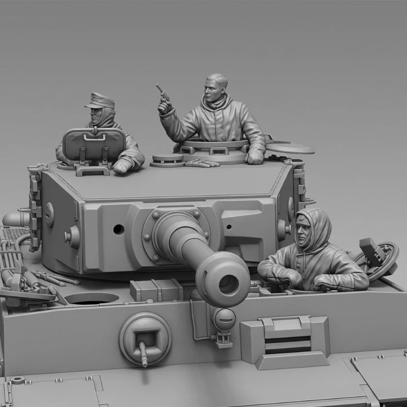 1/35 Scale Resin Figure Assembled Model Kit Military Hobby Miniature Tank Soldier 3 Man Unassembled and Unpainted Garage Kit
