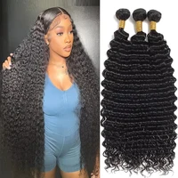 Rosabeauty Curly Human Hair Bundles With Transparent Deep Wave Brazilian Extension for Women Weave 3 4 Bundles Natural Color 1