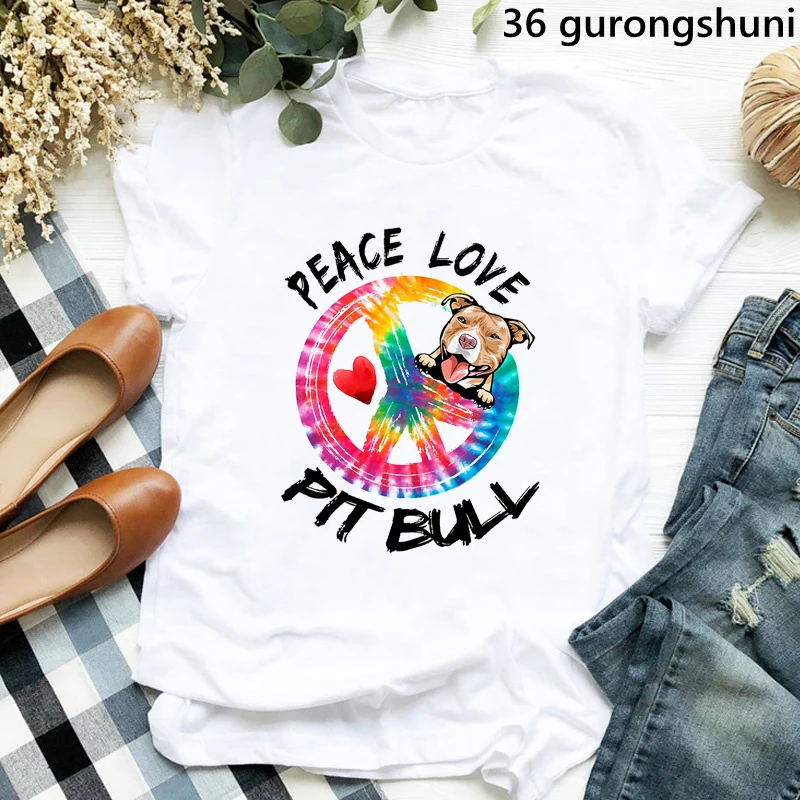 Frieden Liebe Border Collie/Cockerspaniel/Shih Tzu/Bernese/Pyrenäen Druck T-shirt Frauen Lustige Regenbogen Leopard T shirt Mädchen T-Shirt – Detail 22