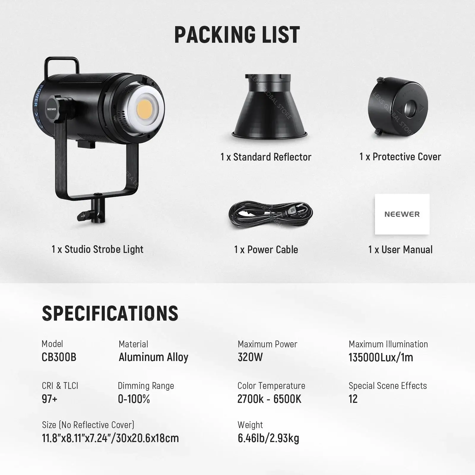 NEEWER CB300B 320W Bi 컬러 연속 LED 비디오 조명, 효율적인 과열 보호
