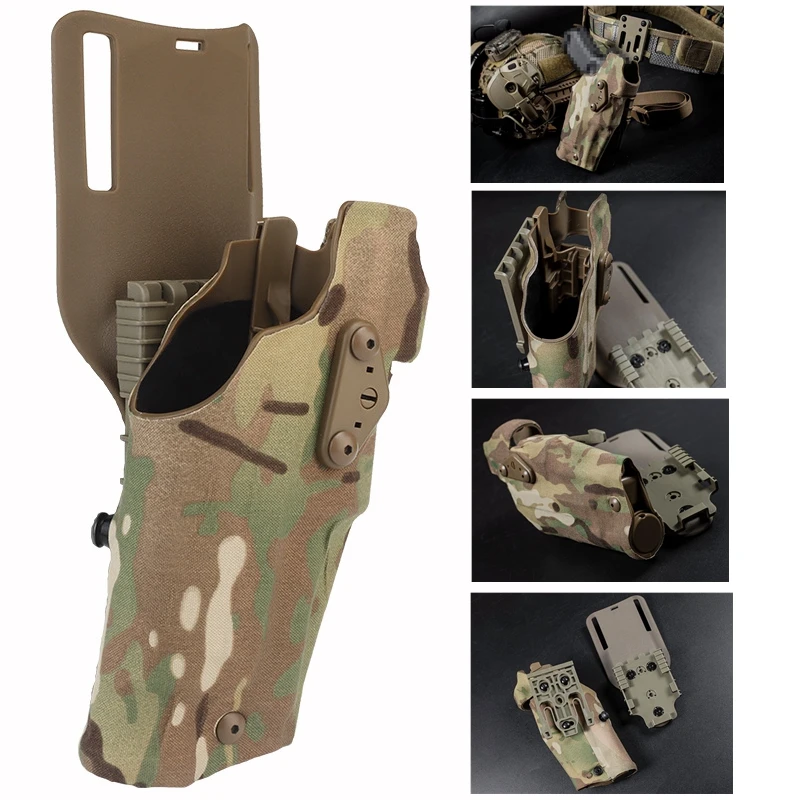 

Tactical G17 Gun Holster Drop Leg Holster with Elastic Leg Strap Glock 17 Holster with X300 Light Hunting Thigh Gun Case Bag