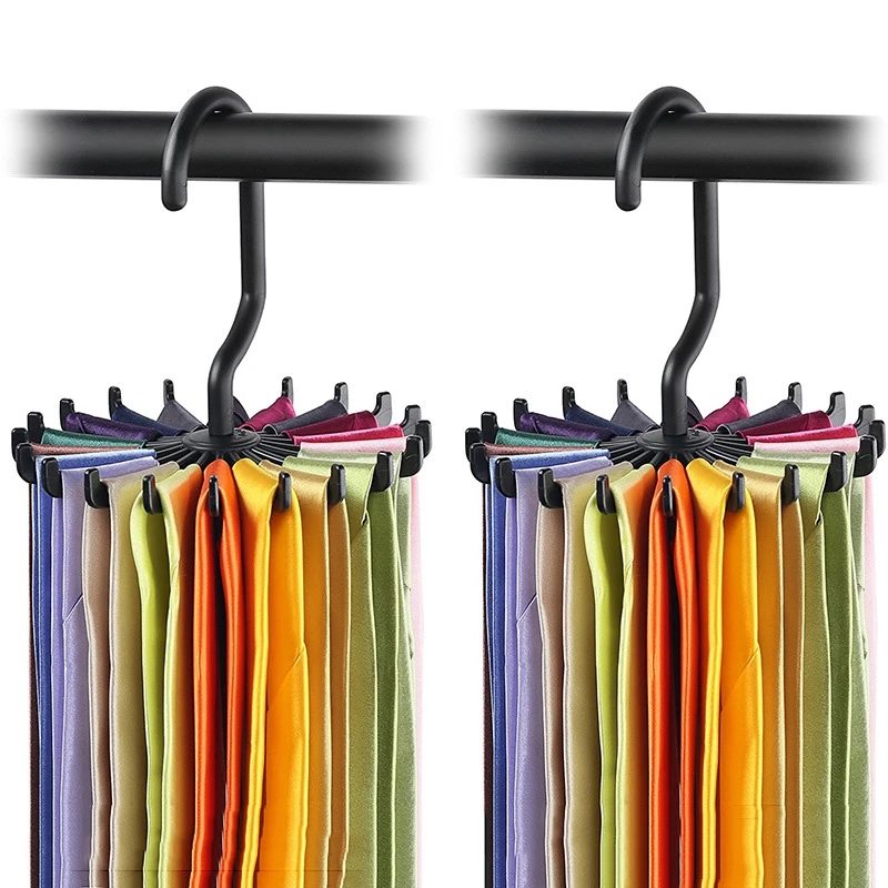 Plastic Portable Tie Rack For Closets Rotating Ties Hook Holder Belt Scarves Hanger For Men Women Clothing Organizer tie hanger
