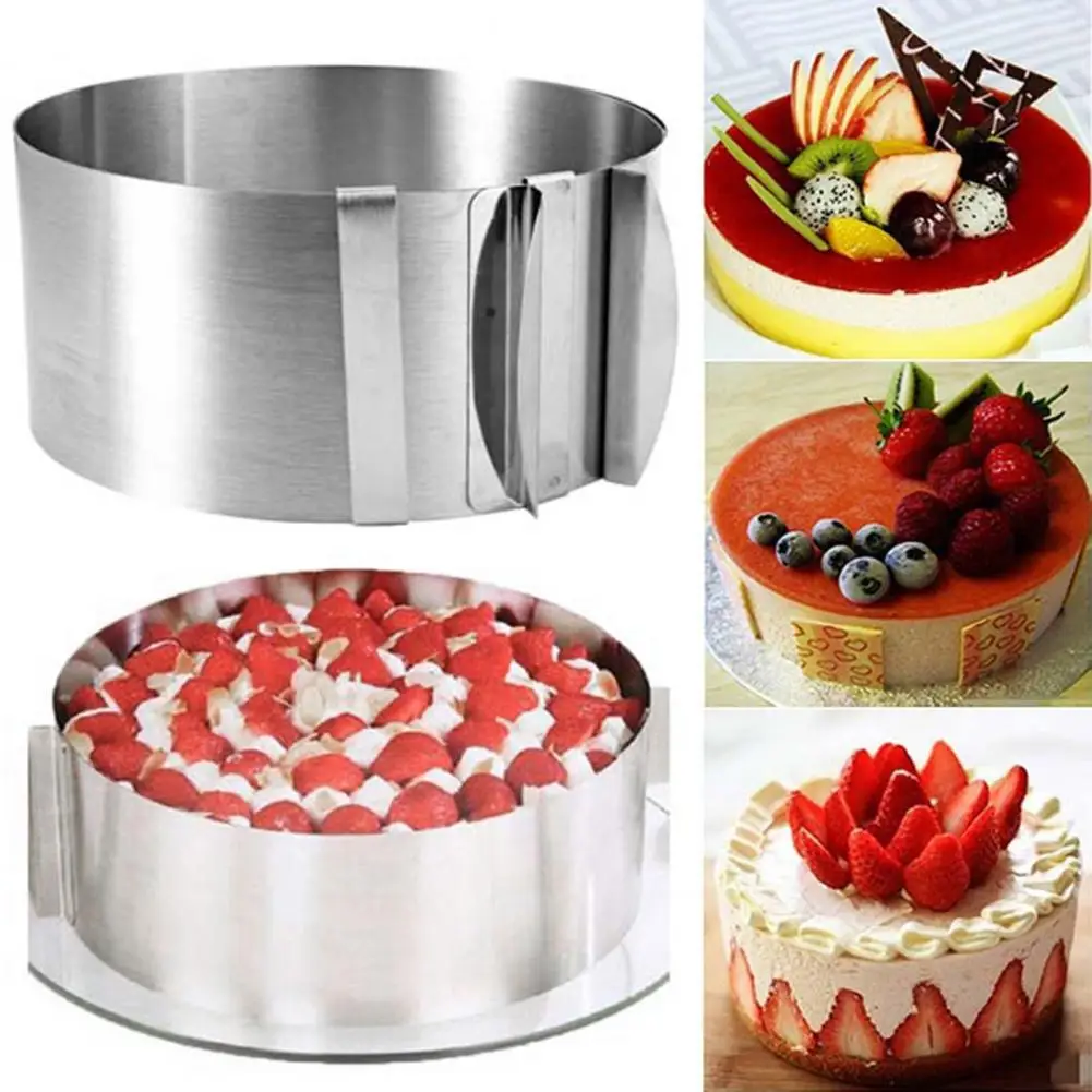 

6-12 Inch Size Cake Mold 6-12 Inch Cake Mold Versatile Stainless Steel Cake Rings Adjustable Reusable Baking Molds for Perfectly