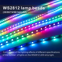 WS2812B  Led Strip 5v  30/60/74/96/144 Leds Smart RGB Pixel Strip Black/White PCB IP30/65/67 WS2811 IC Led Light 1m/2m/3m/4m/5m - Image 3