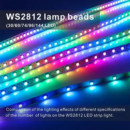WS2812B  Led Strip 5v  30/60/74/96/144 Leds Smart RGB Pixel Strip Black/White PCB IP30/65/67 WS2811 IC Led Light 1m/2m/3m/4m/5m - Image 3