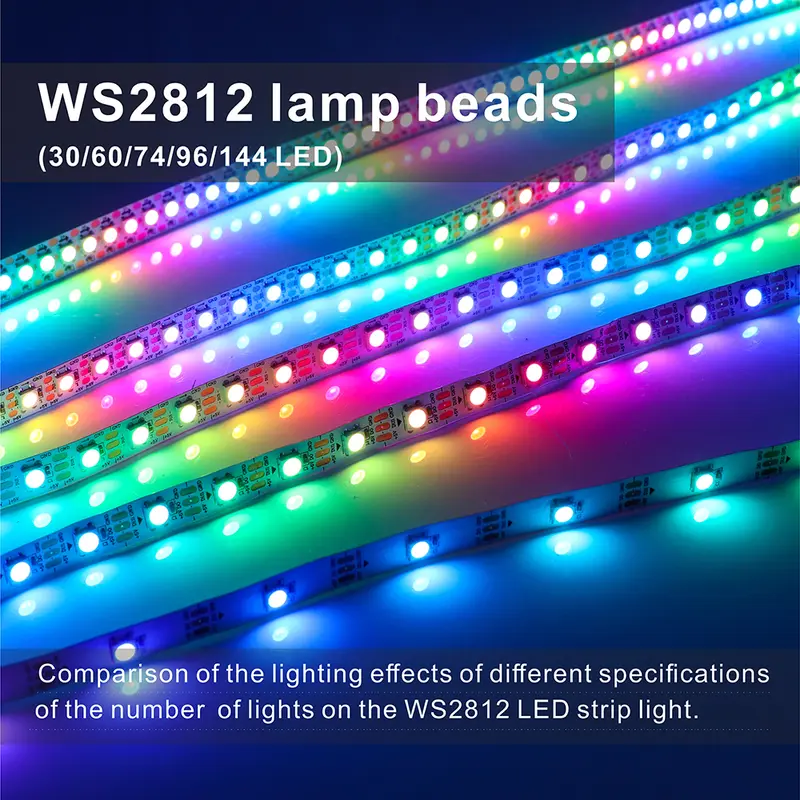 WS2812B  Led Strip 5v  30/60/74/96/144 Leds Smart RGB Pixel Strip Black/White PCB IP30/65/67 WS2811 IC Led Light 1m/2m/3m/4m/5m - Image 3