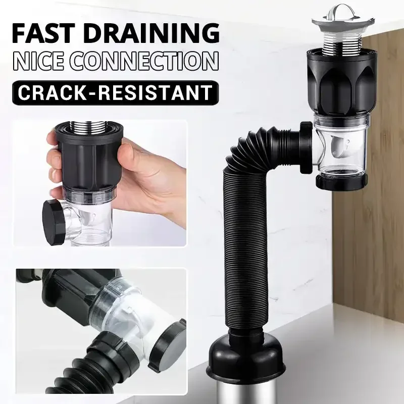 Sink Drain Pipe Set for Bathroom Kitchen