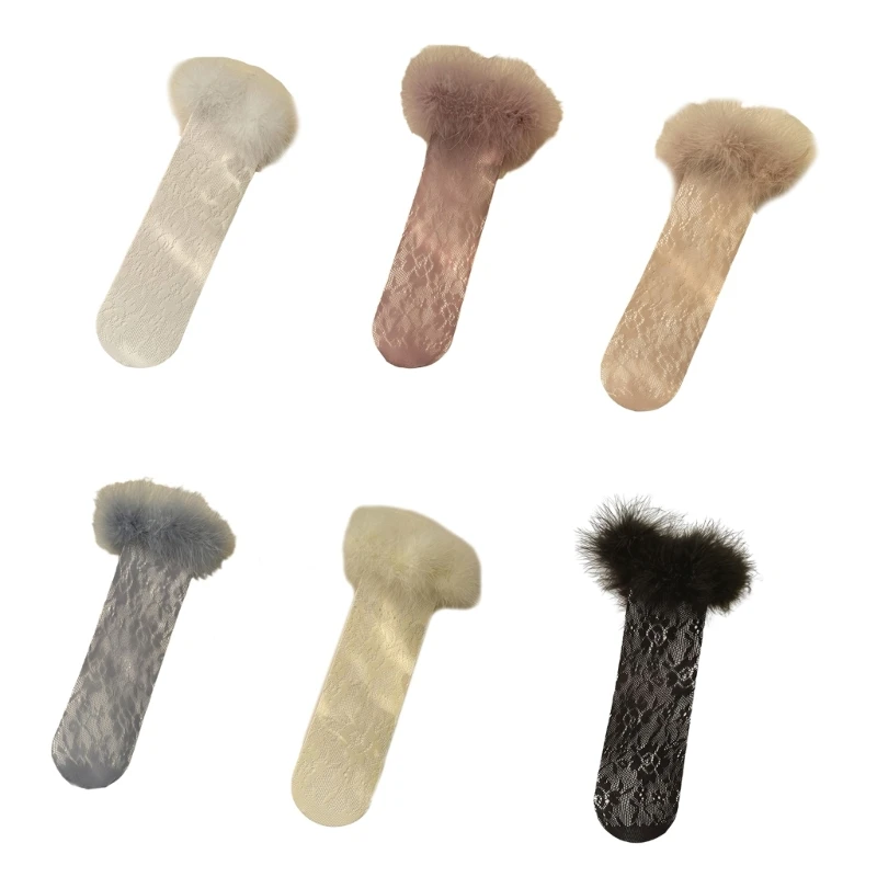 달콤한 스타일 어린 소녀 양말 어린 소녀를위한 깃털 레이스 양말 파티를위한 다..