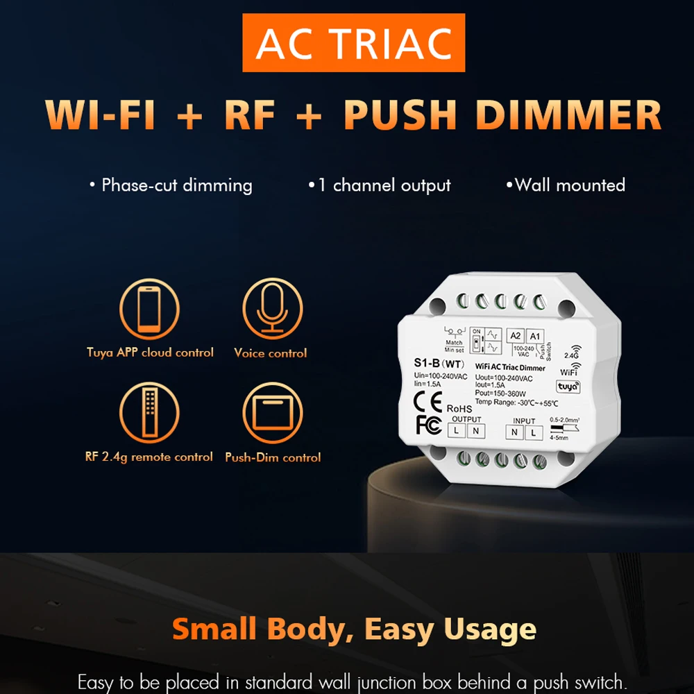 Tuya Smart Life WiFi Zigbee RF AC Triac Dimmer LED Controller Push Switch Control 110V 220V 230V Wireless Remote f Alexa Google