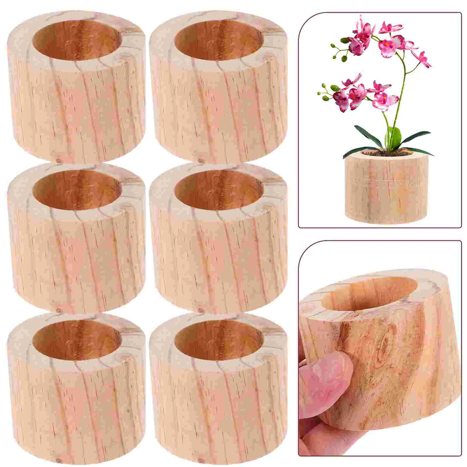 

6 Pcs Succulent Plant Pots Bonsai Planter Wooden for Outdoor Plants Balcony Garden Holder Home Desktop Flower Planters