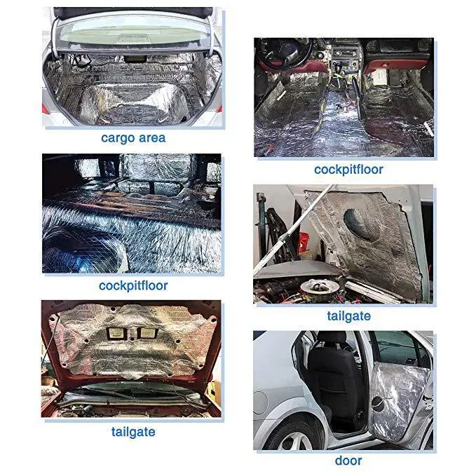 Sound Proof Mat 10mm Thick Aluminum Foil Soundproofing Heat Insulation Cotton Kraft Paper Backed Self-Adhesive for Car