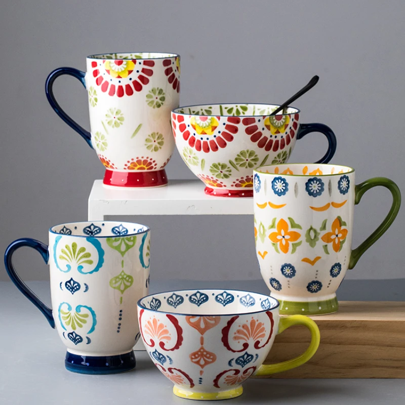 

Fashion Print Ceramic Mugs Coffee Cups Women Aesthetic High Quality Creativity Milk Mugs Home Tazas Originales Mug Cute Cup