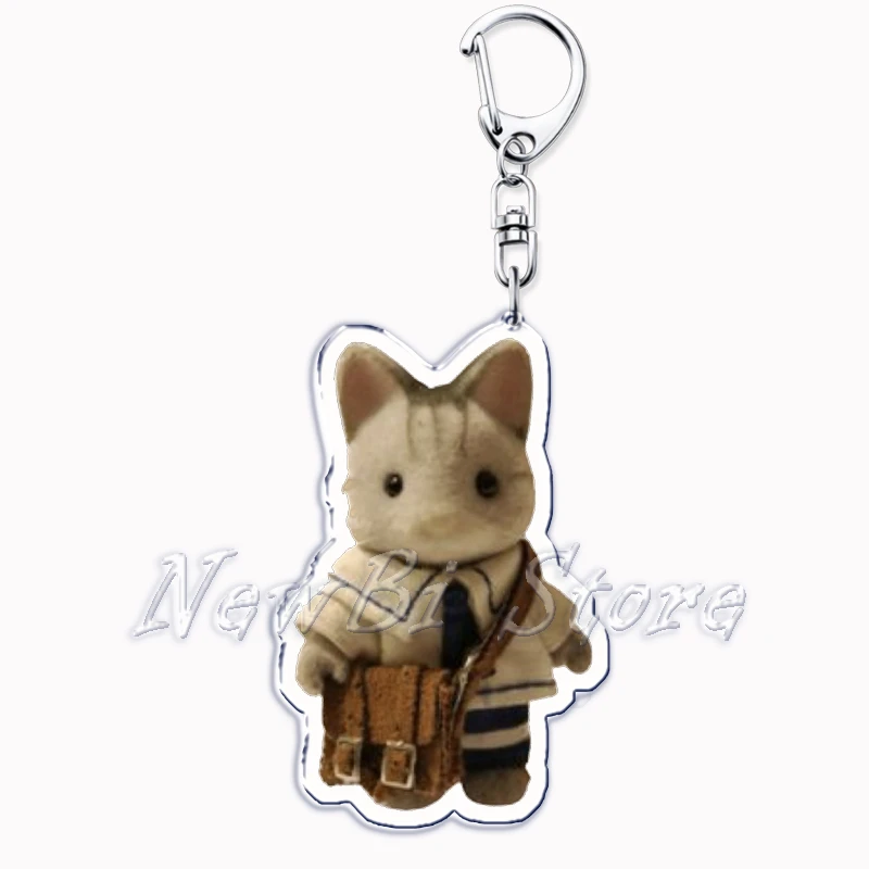 Cute Y2k Cartoon Cat Rabbit Bear Animals Acrylic Keychains Keyring for Accessories Bag Pendant Keyring Jewelry Friends Gifts