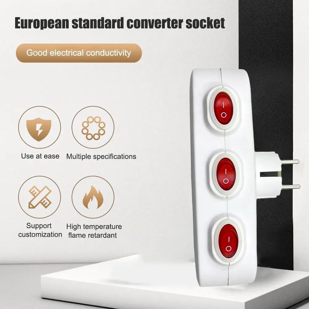 European Standard Conversion Plug 1 TO 3 Way EU Standard Power Adapter 16A Socket AC 250V Multi Outlets Plugs Sockets power strip plug adapter electrical socket power socket power plug adapter