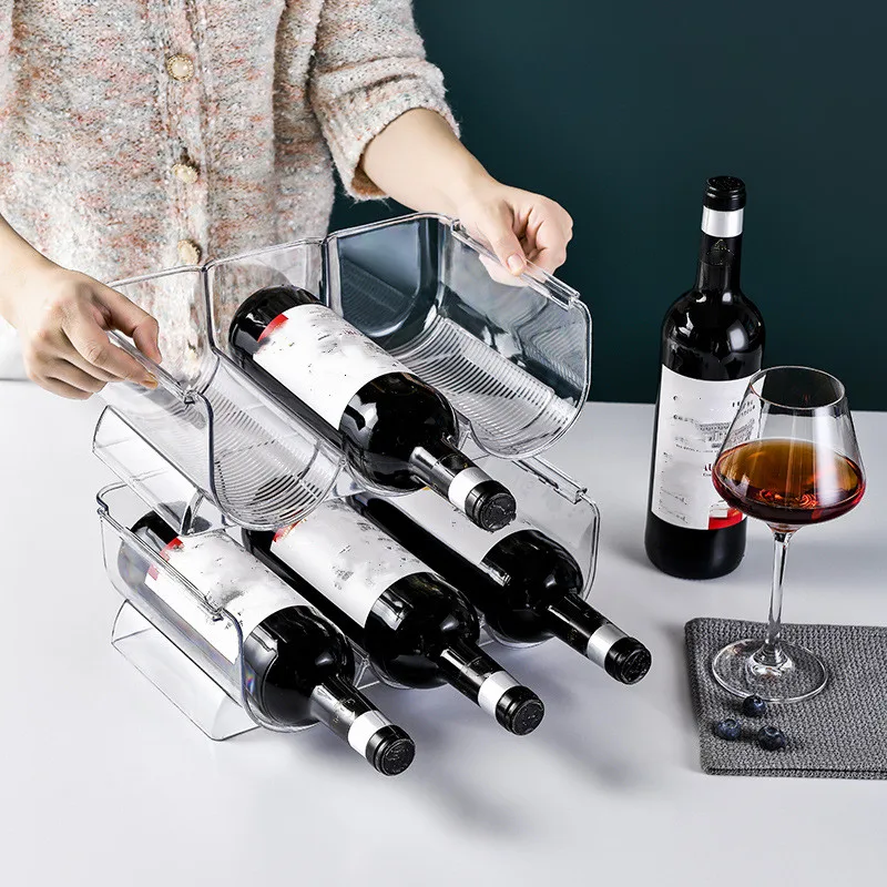 1/2/3Pcs Stackable Wine Rack Refrigerator Organizer Plastic Universal Bottle Holder Water Bottle