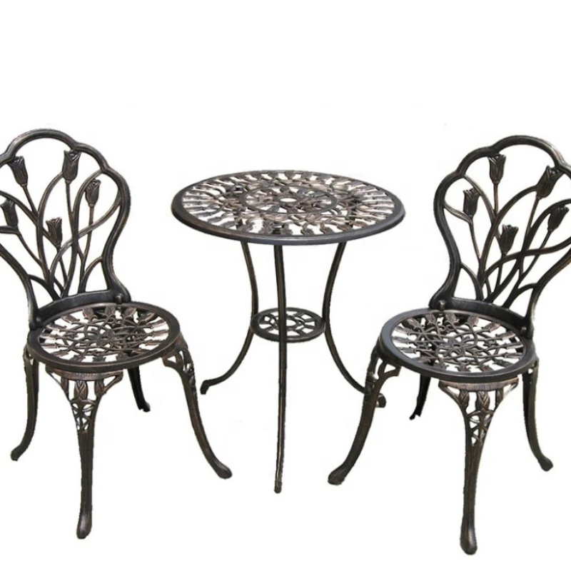 

Popular cast Aluminum Garden Afternoon Tea Table Chair Set Modern Orchid Backrest Aluminum Outdoor Furniture