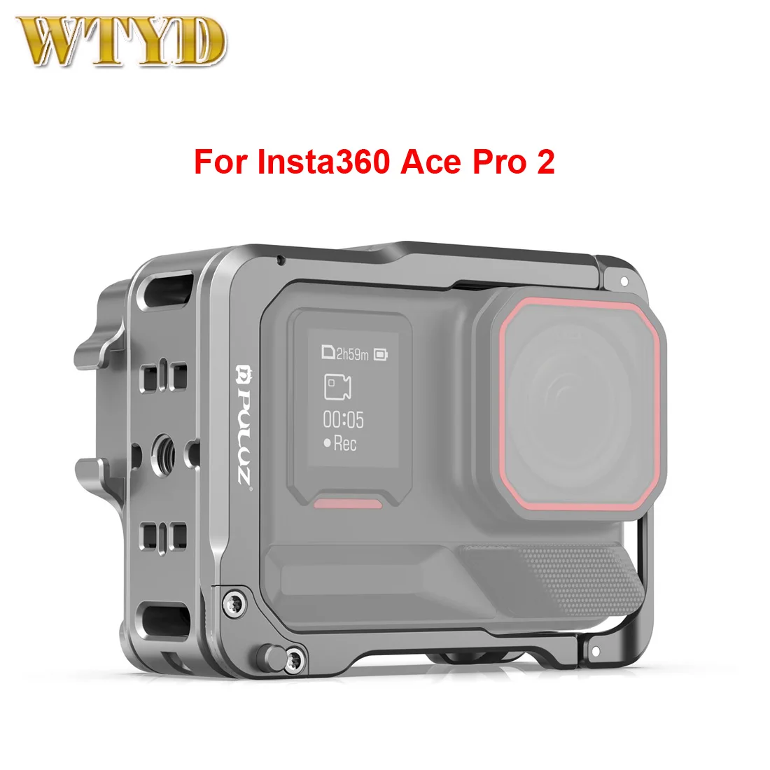 PULUZ Aluminum Alloy Protective Cage Rig Dual Cold Shoe Housing Frame For Insta360 Ace Pro 2 Protective Cage