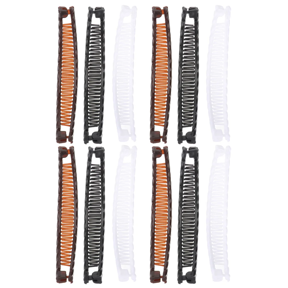 

12 Pcs Banana Clip Clips Hair Comb Curly Accessories Plastic Vintage for Women Thick