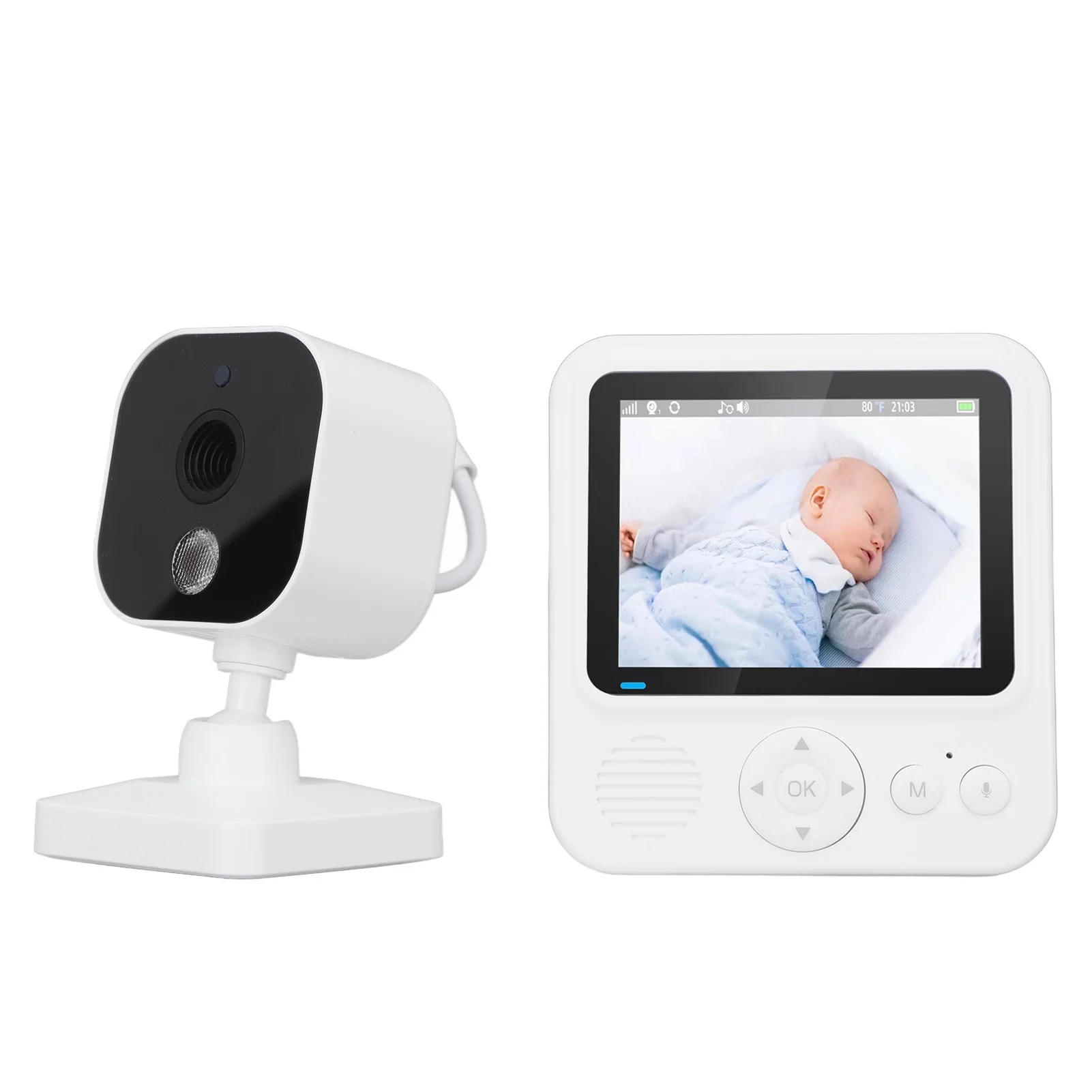 Cam Video Baby Monitor Smart Baby Monitor Temperature Monitoring Breastfeeding Timer Night 8 Lullabies for Feeding
