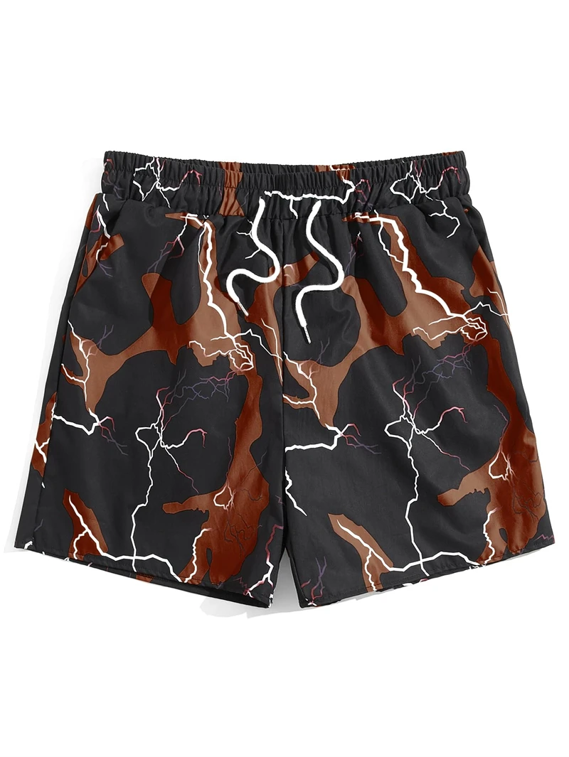 Men's Lightning Graphic Print Drawstring Casual Summer Beach Shorts Hawaii Surfing Short Pants Swim Trunks Y2k Leisure Shorts 4