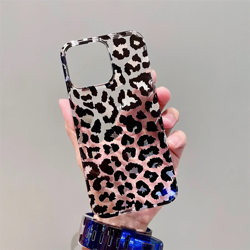 Splendida Custodia Rigida Con Motivo Leopardato Nero Nobile Trasparente Per Iphone 14 13 Pro 12 11 Pro Max Cover Antiurto Trasparente Da Uomo