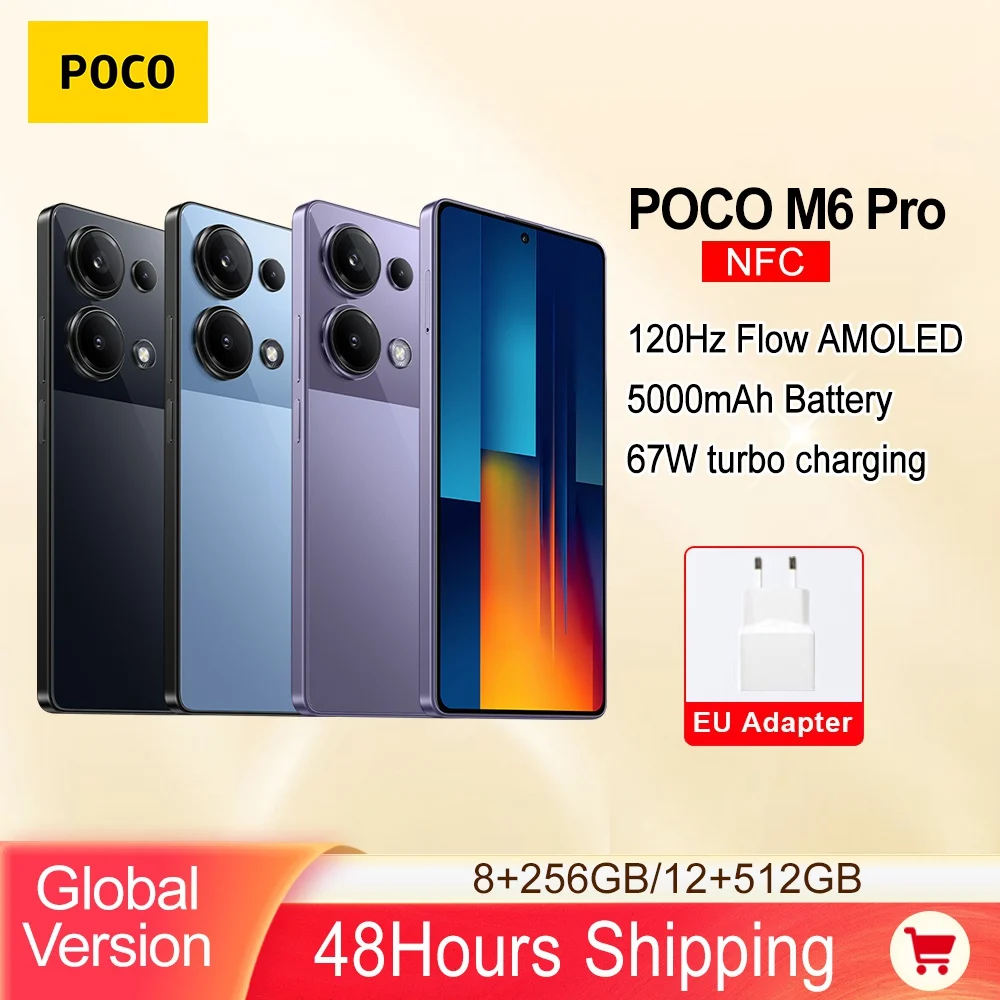 Global Version POCO M6 Pro Smartphone NFC Helio G99 Ultra 6.67\'\' 120Hz Flow AMOLED 64MP Triple Camera OIS 67W Turbo Charging