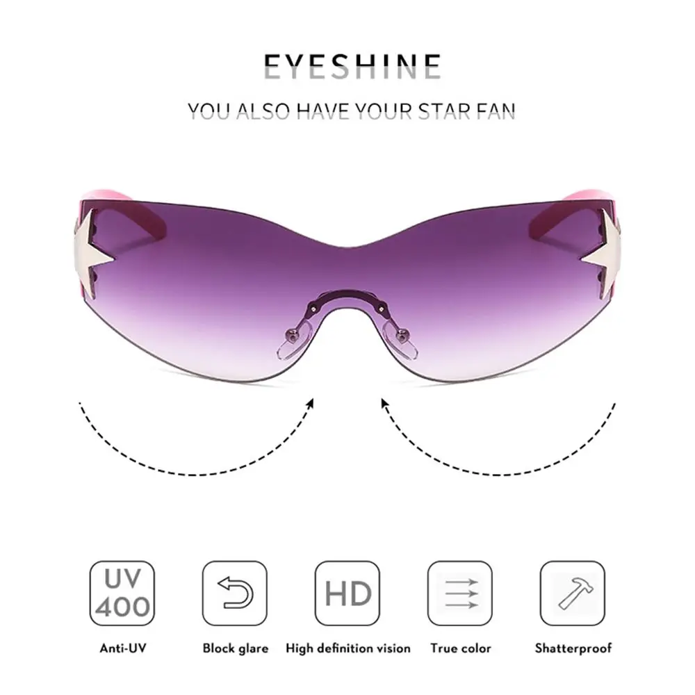 Rimless Sunglasses Oversized Trendy Y2K Wrap Around Sunglasses Punk One Piece Goggles Sports Sun Glasses Shades Driving_voghion.com