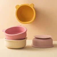 1PC Silicone Baby Tableware Suction Dinner Set Eating Training Baby Stuff Cartoon Cute Bear Shape Bowl Toddler Tableware 2