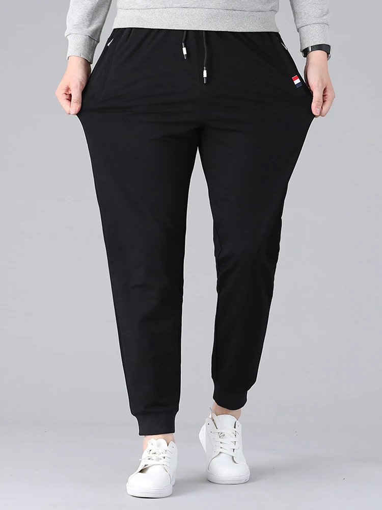 Men Casual Pants Spring Summer Sweatpants Cotton Joggers Plus Size 7XL 8XL Sportswear Loose Zip Pockets