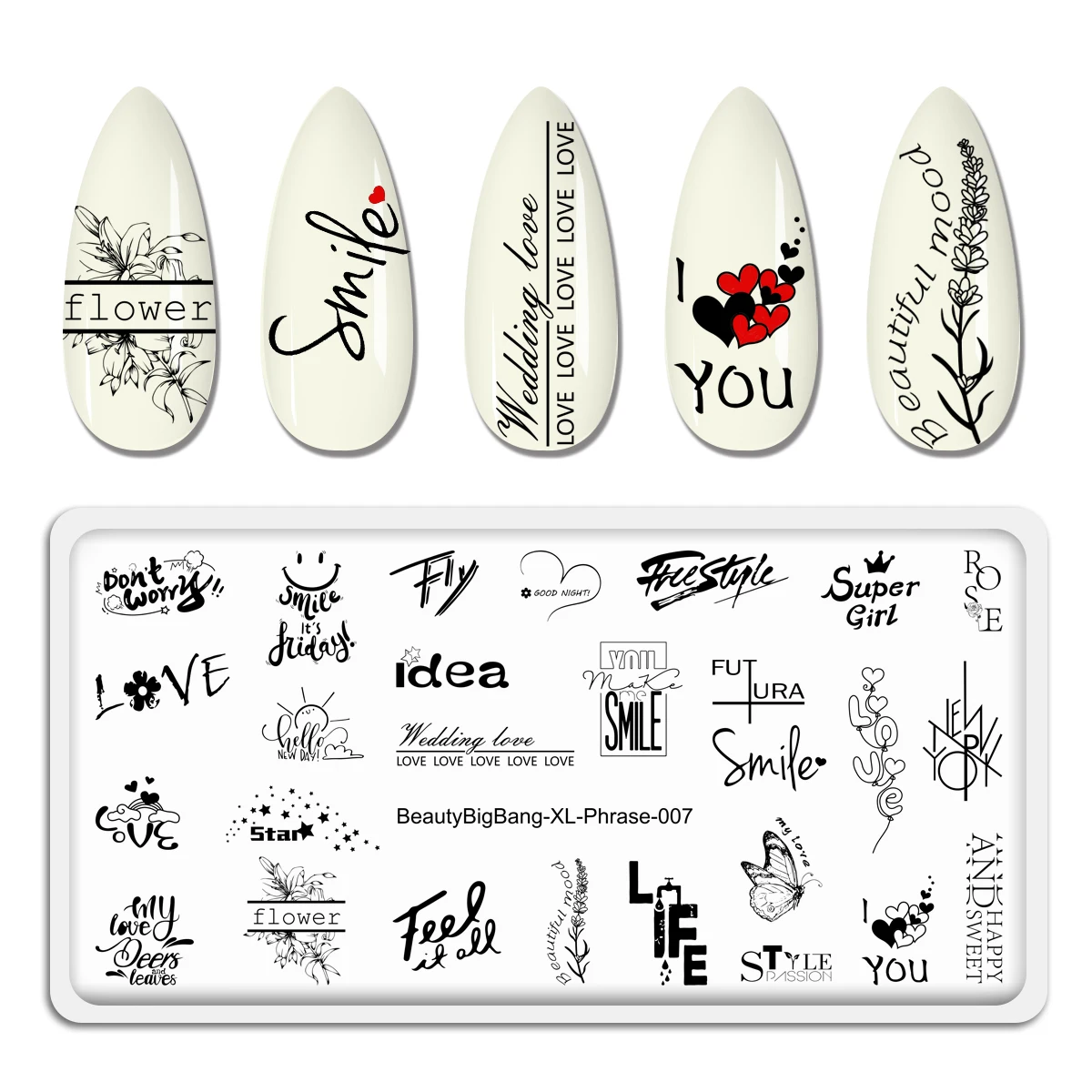 BeautyBigBang2023EnglishLetterNailArtStampingPlateManicureLOVE