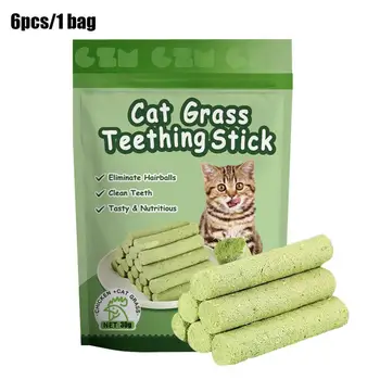 6 Sticks/box Cat Grass Teeth Grinding Stick Pet Snacks Hairball Removal Mild Hair Row Ready To Eat kitten cat teeth cleaning