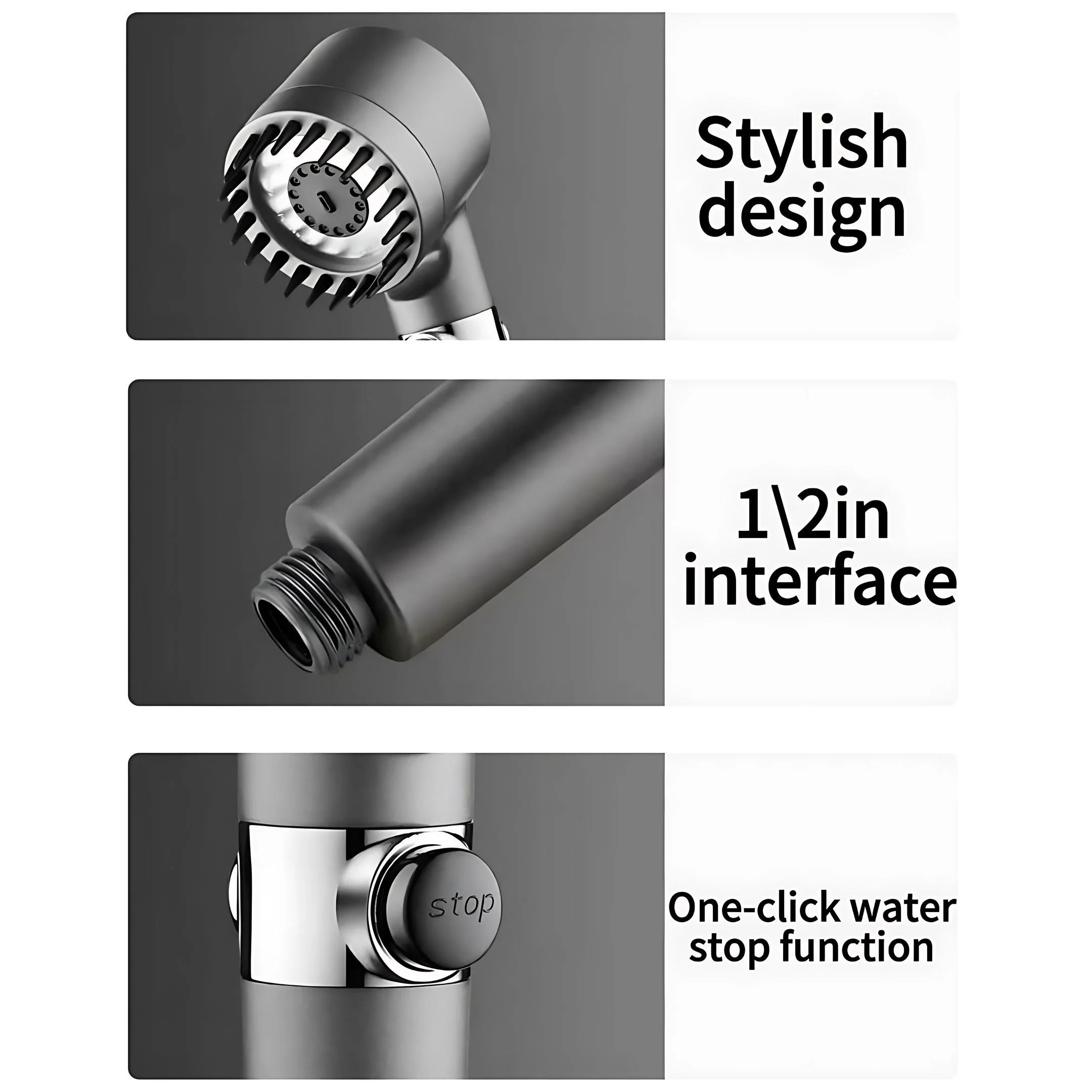 High-pressure Shower Head 3-mode Adjustable Spray with Massage Brush Filter Rain Shower Faucet Bathroom Accessories